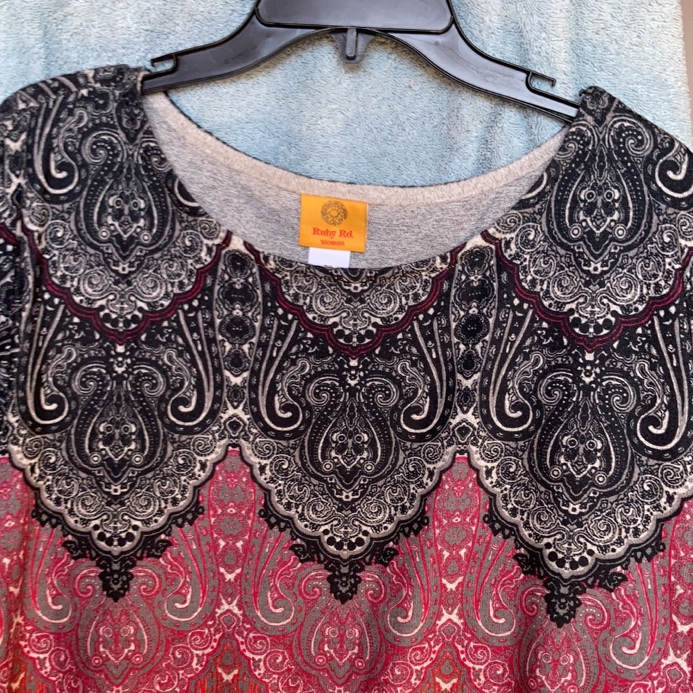 Ruby Rd top cozy vibes boho print pullover printed shirt casual size 2X - Picture 5 of 17